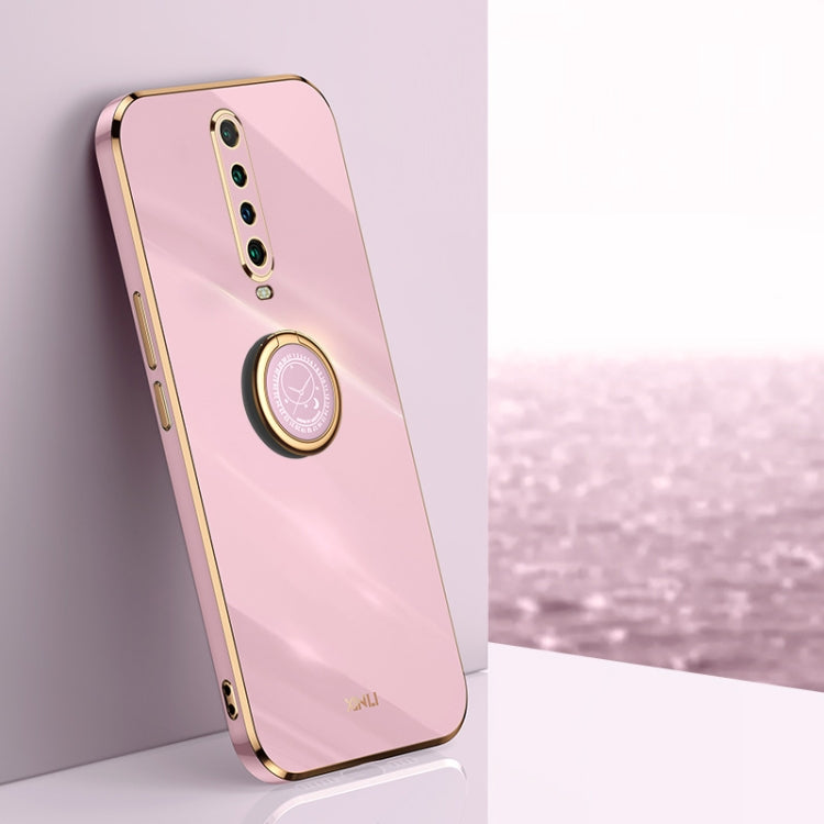 For Xiaomi Redmi K30 XINLI Straight 6D Plating Gold Edge TPU Shockproof Case with Ring Holder
