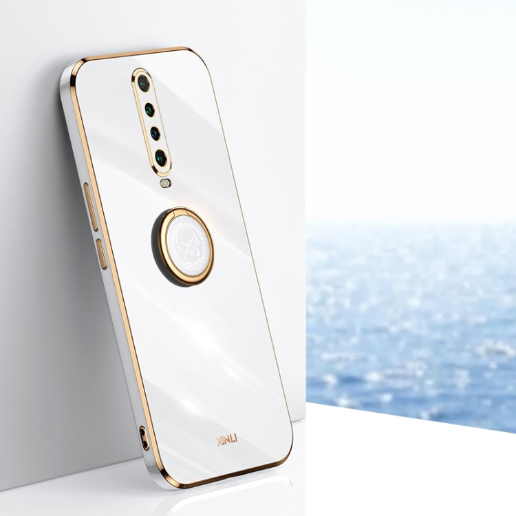 For Xiaomi Redmi K30 XINLI Straight 6D Plating Gold Edge TPU Shockproof Case with Ring Holder