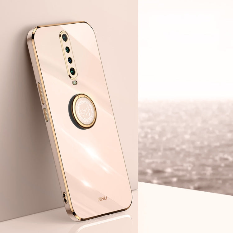 For Xiaomi Redmi K30 XINLI Straight 6D Plating Gold Edge TPU Shockproof Case with Ring Holder