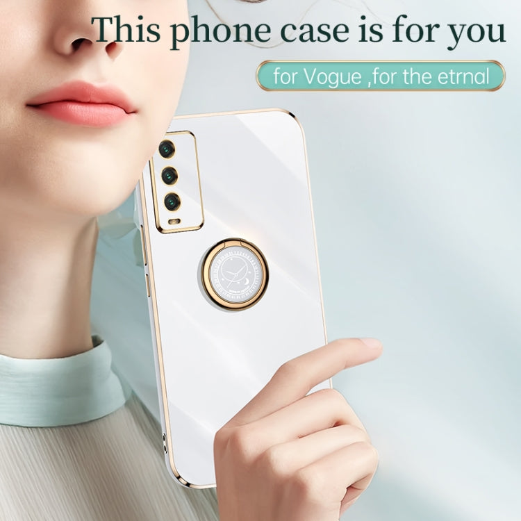 For Xiaomi Redmi Note 9 4G XINLI Straight 6D Plating Gold Edge TPU Shockproof Case with Ring Holder