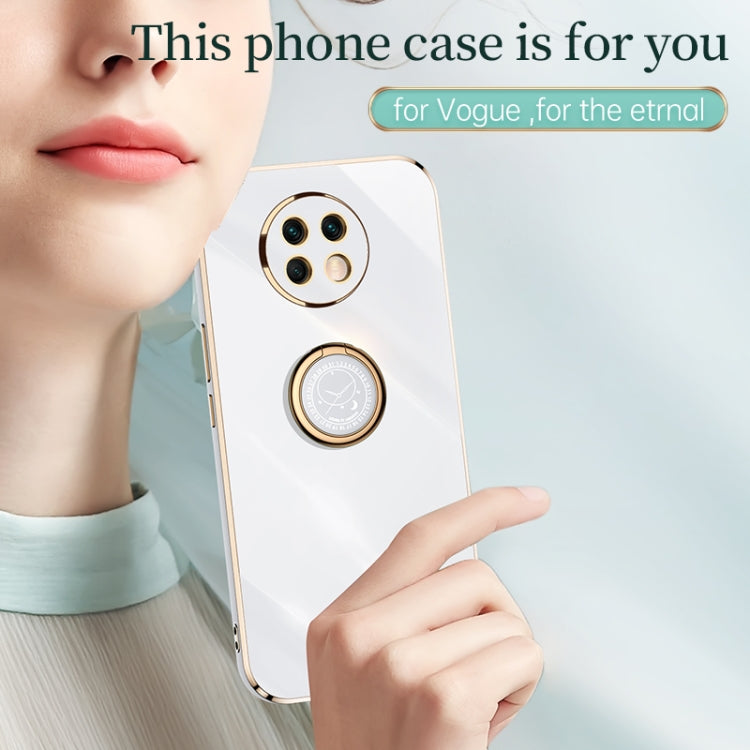 For Xiaomi Redmi Note 9 5G XINLI Straight 6D Plating Gold Edge TPU Shockproof Case with Ring Holder