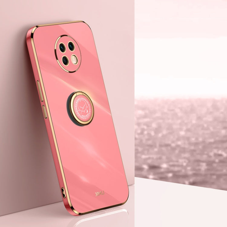 For Xiaomi Redmi Note 9 5G XINLI Straight 6D Plating Gold Edge TPU Shockproof Case with Ring Holder