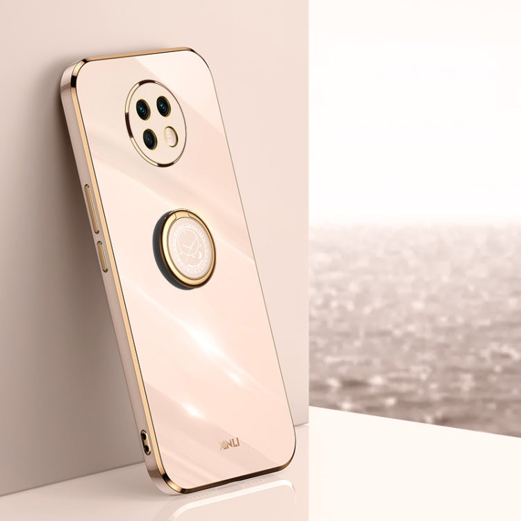 For Xiaomi Redmi Note 9 5G XINLI Straight 6D Plating Gold Edge TPU Shockproof Case with Ring Holder