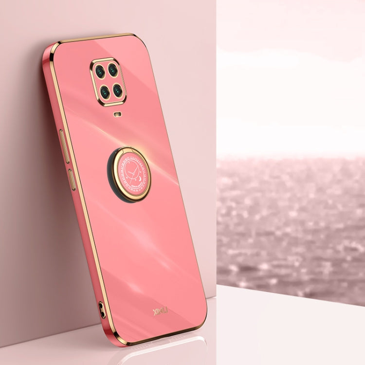 For Xiaomi Redmi Note 9S XINLI Straight 6D Plating Gold Edge TPU Shockproof Case with Ring Holder