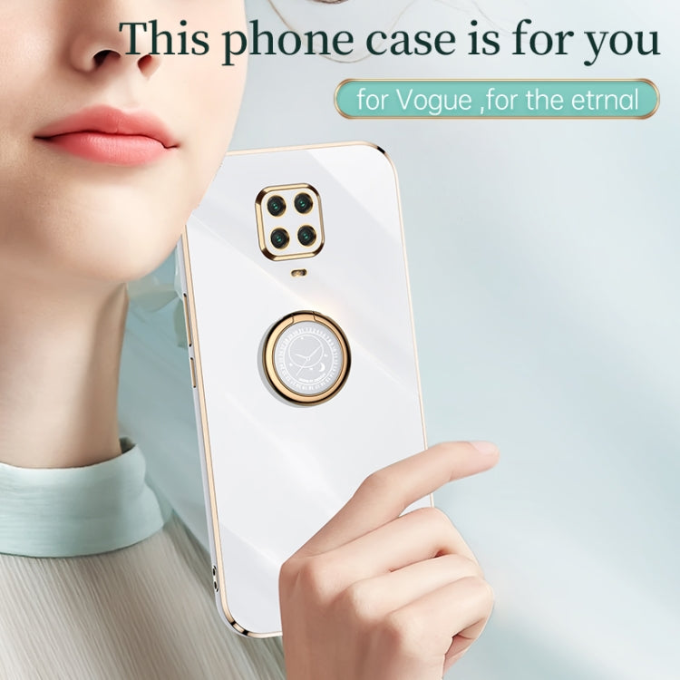 For Xiaomi Redmi Note 9S XINLI Straight 6D Plating Gold Edge TPU Shockproof Case with Ring Holder