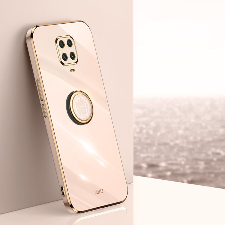 For Xiaomi Redmi Note 9S XINLI Straight 6D Plating Gold Edge TPU Shockproof Case with Ring Holder
