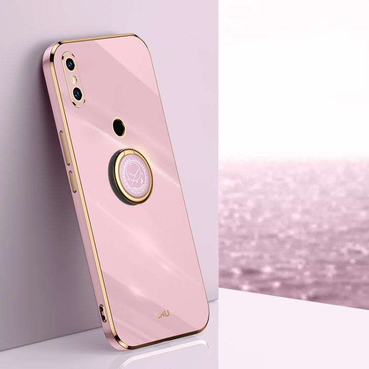 For Xiaomi Mi 8 XINLI Straight 6D Plating Gold Edge TPU Shockproof Case with Ring Holder