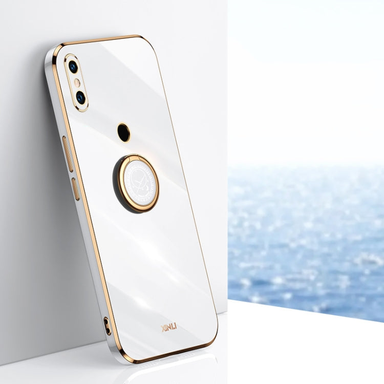 For Xiaomi Mi 8 XINLI Straight 6D Plating Gold Edge TPU Shockproof Case with Ring Holder