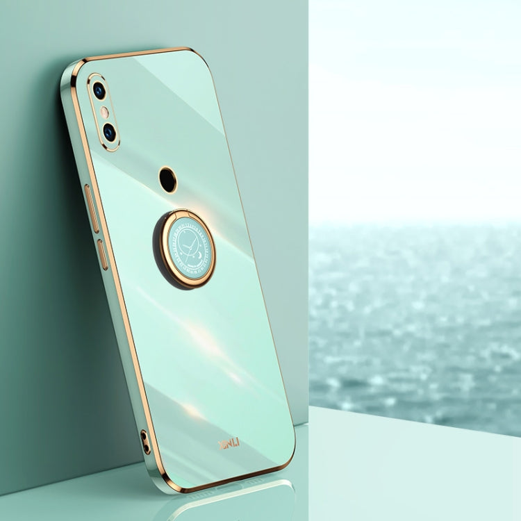 For Xiaomi Mi 8 XINLI Straight 6D Plating Gold Edge TPU Shockproof Case with Ring Holder