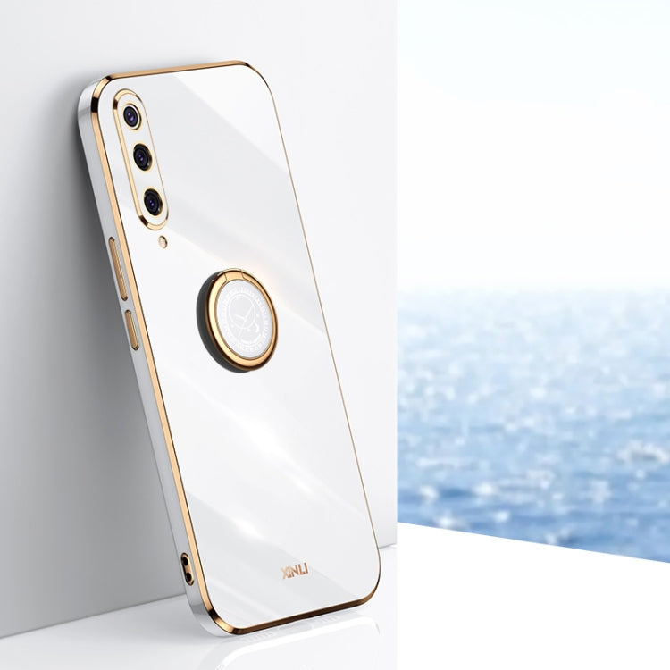 For Xiaomi Mi 9 XINLI Straight 6D Plating Gold Edge TPU Shockproof Case with Ring Holder