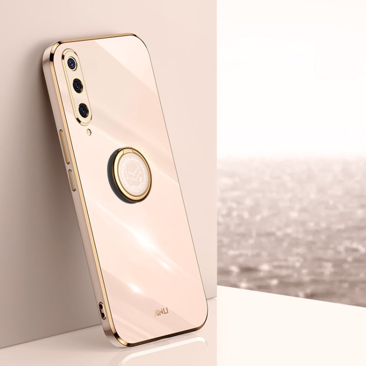 For Xiaomi Mi 9 XINLI Straight 6D Plating Gold Edge TPU Shockproof Case with Ring Holder