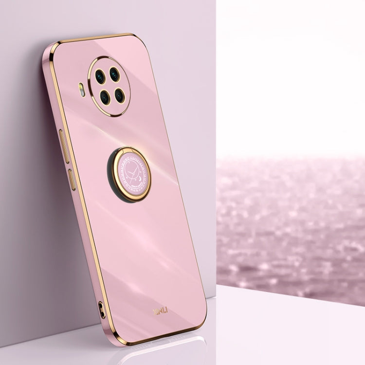 For Xiaomi Mi 10T Lite 5G XINLI Straight 6D Plating Gold Edge TPU Shockproof Case with Ring Holder