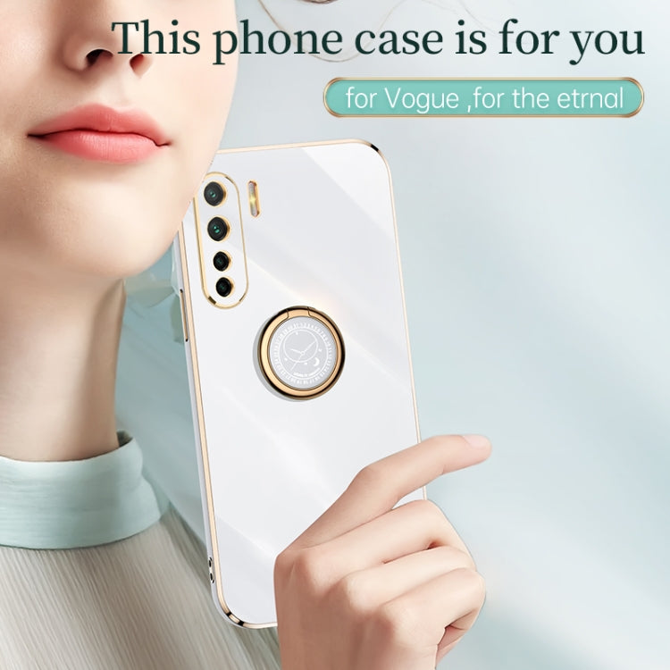 For OPPO A91 XINLI Straight 6D Plating Gold Edge TPU Shockproof Case with Ring Holder