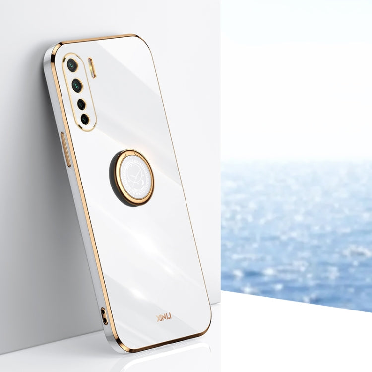For OPPO A91 XINLI Straight 6D Plating Gold Edge TPU Shockproof Case with Ring Holder