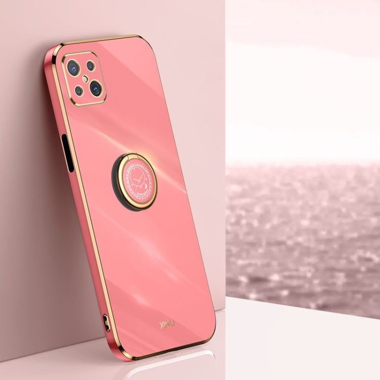 For OPPO A92s XINLI Straight 6D Plating Gold Edge TPU Shockproof Case with Ring Holder