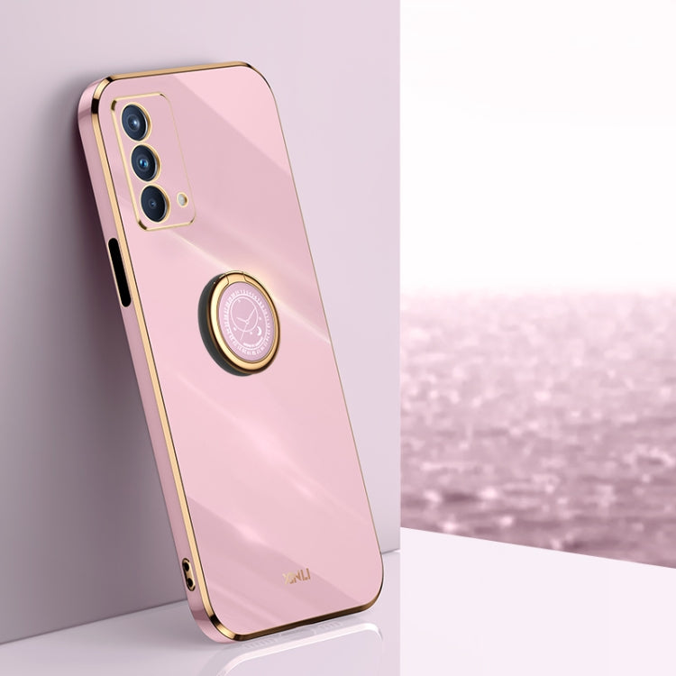 For OPPO A93 XINLI Straight 6D Plating Gold Edge TPU Shockproof Case with Ring Holder