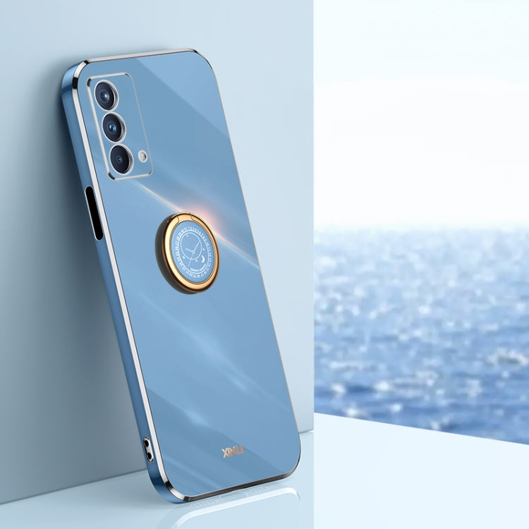 For OPPO A93 XINLI Straight 6D Plating Gold Edge TPU Shockproof Case with Ring Holder