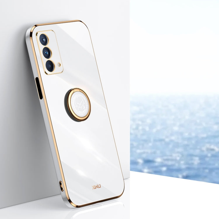For OPPO A93 XINLI Straight 6D Plating Gold Edge TPU Shockproof Case with Ring Holder