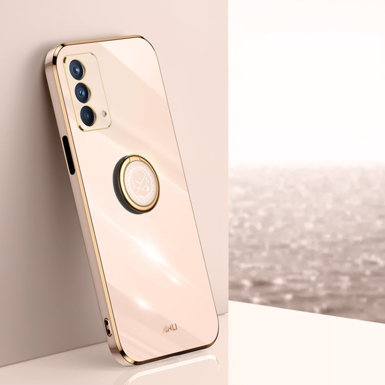 For OPPO A93 XINLI Straight 6D Plating Gold Edge TPU Shockproof Case with Ring Holder
