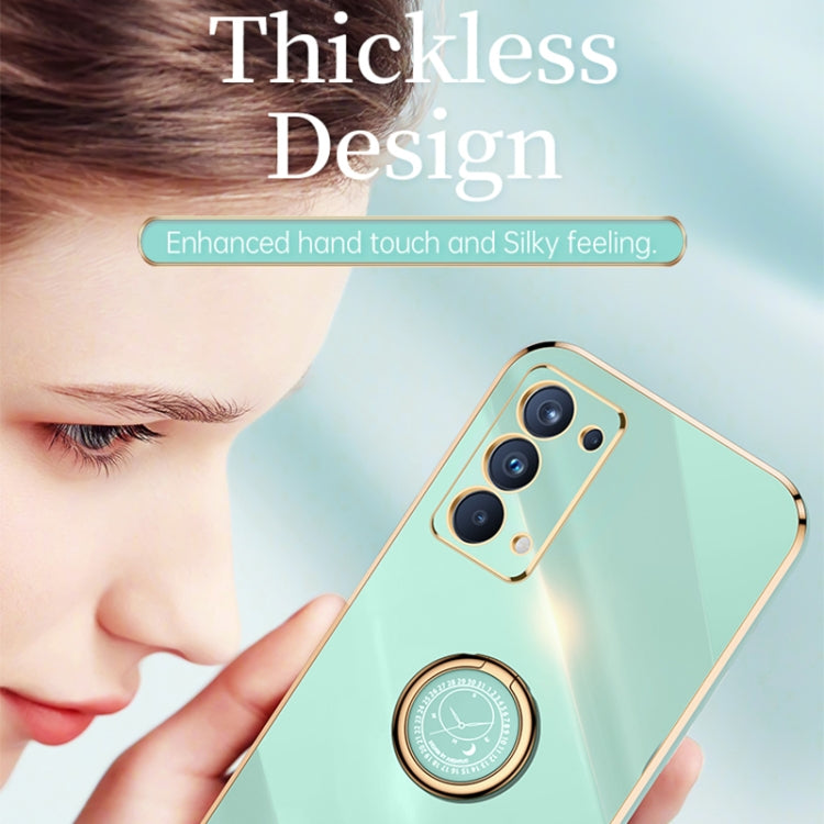 For OPPO Reno5 Pro XINLI Straight 6D Plating Gold Edge TPU Shockproof Case with Ring Holder