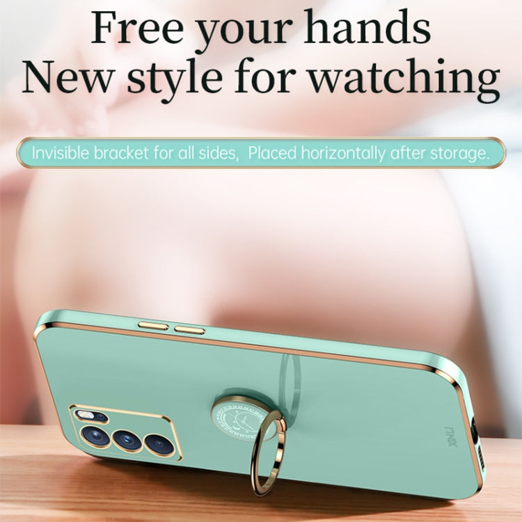 For OPPO Reno6 Pro 5G XINLI Straight 6D Plating Gold Edge TPU Shockproof Case with Ring Holder