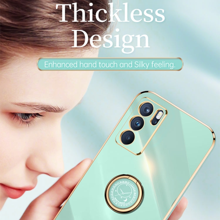 For OPPO Reno6 Pro 5G XINLI Straight 6D Plating Gold Edge TPU Shockproof Case with Ring Holder