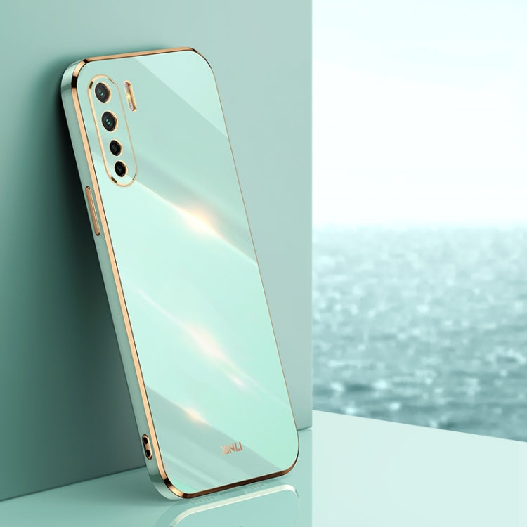 For OPPO A91 XINLI Straight 6D Plating Gold Edge TPU Shockproof Case