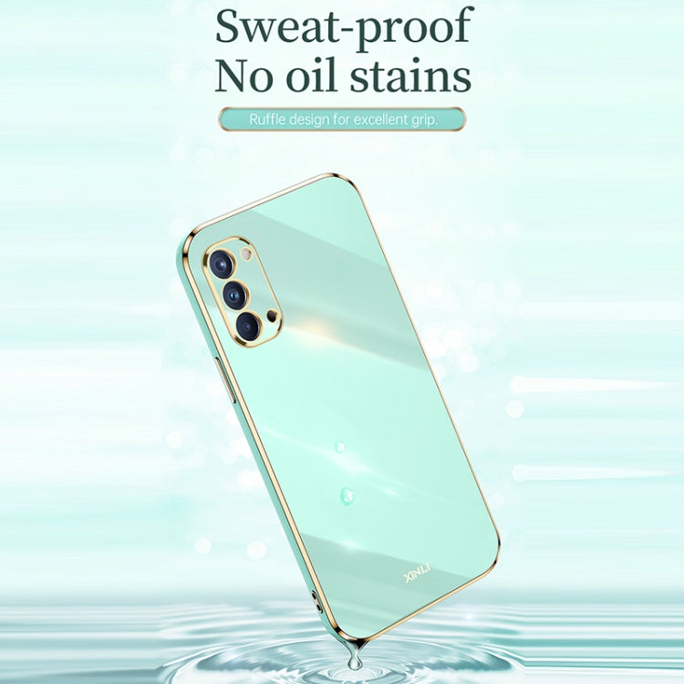 For OPPO Reno4 XINLI Straight 6D Plating Gold Edge TPU Shockproof Case