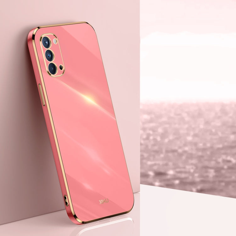 For OPPO Reno4 XINLI Straight 6D Plating Gold Edge TPU Shockproof Case