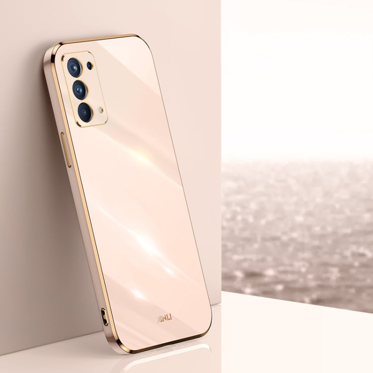 For OPPO Reno5 4G XINLI Straight 6D Plating Gold Edge TPU Shockproof Case