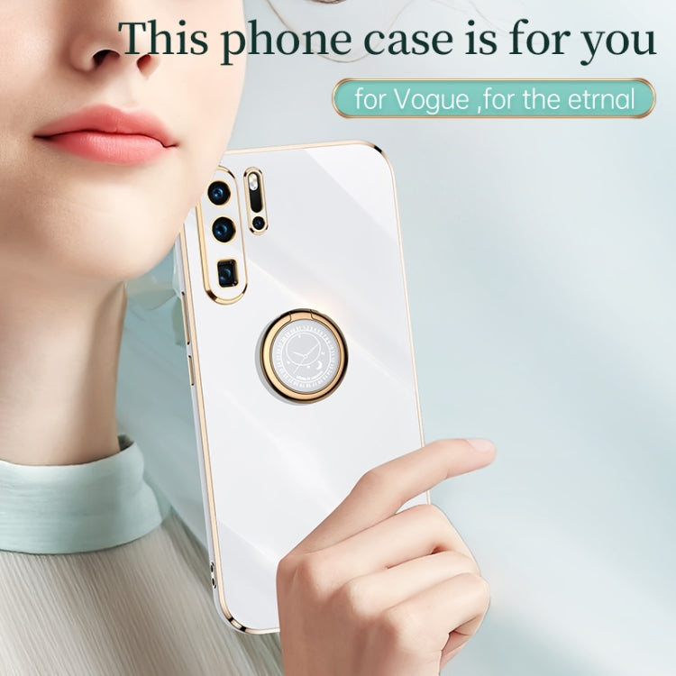 For Huawei P30 Pro XINLI Straight 6D Plating Gold Edge TPU Shockproof Case with Ring Holder