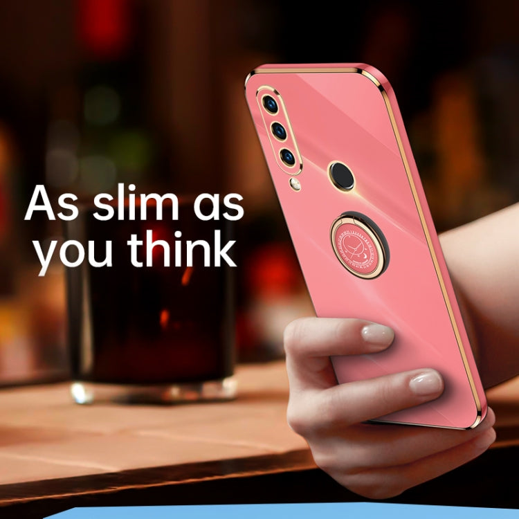 For Huawei P30 Lite XINLI Straight 6D Plating Gold Edge TPU Shockproof Case with Ring Holder