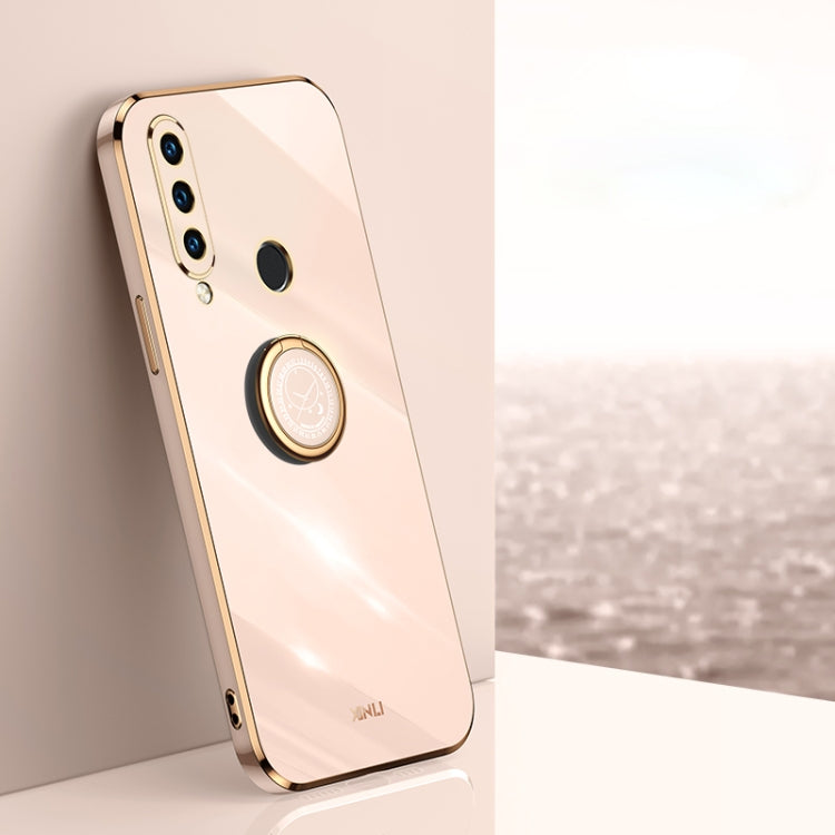 For Huawei P30 Lite XINLI Straight 6D Plating Gold Edge TPU Shockproof Case with Ring Holder