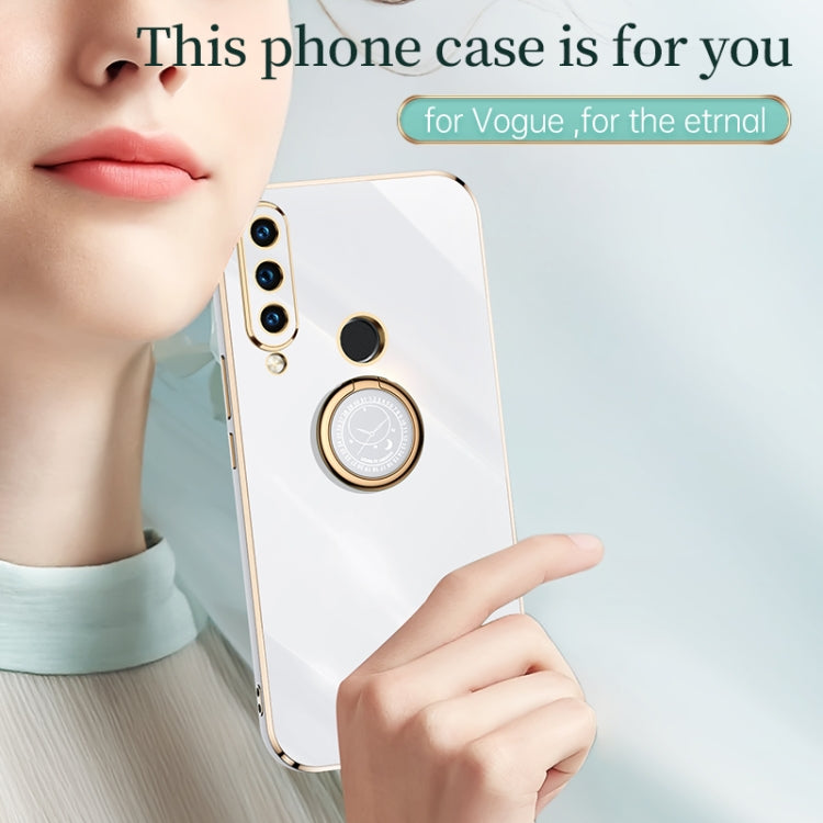 For Huawei P30 Lite XINLI Straight 6D Plating Gold Edge TPU Shockproof Case with Ring Holder