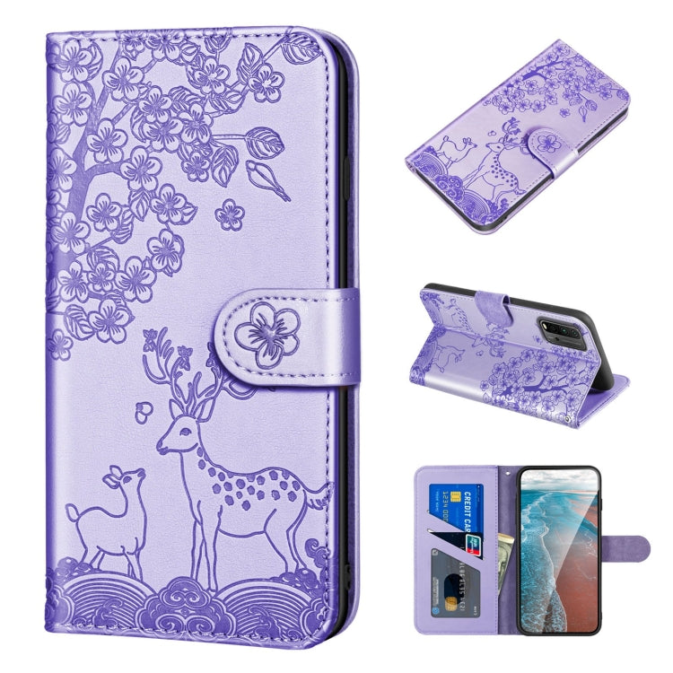 For Xiaomi Redmi 9T Sika Deer Embossing Pattern Horizontal Flip PU Leather Case with Holder & Card Slot & Wallet & Photo Frame