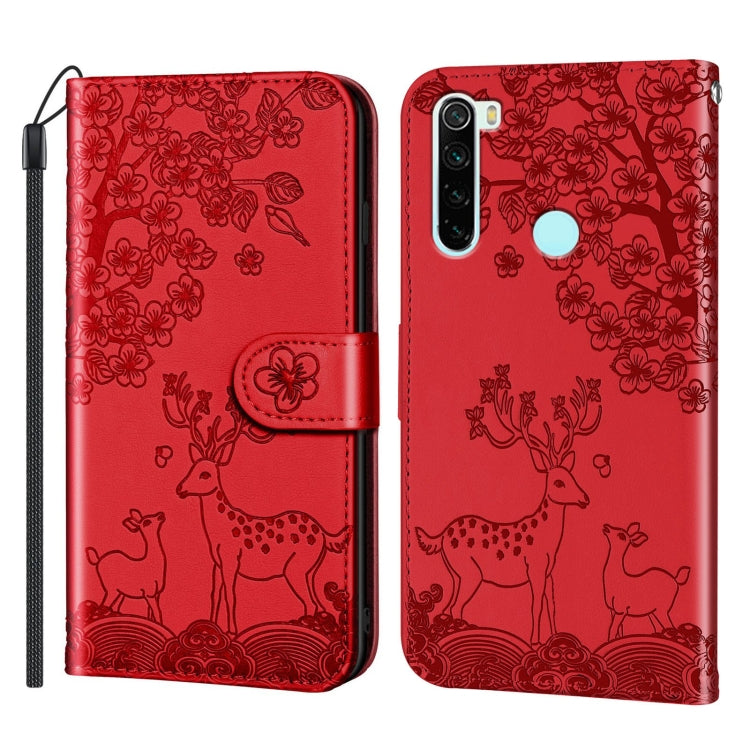 For Xiaomi Redmi Note 8 Sika Deer Embossing Pattern Horizontal Flip PU Leather Case with Holder & Card Slot & Wallet & Photo Frame