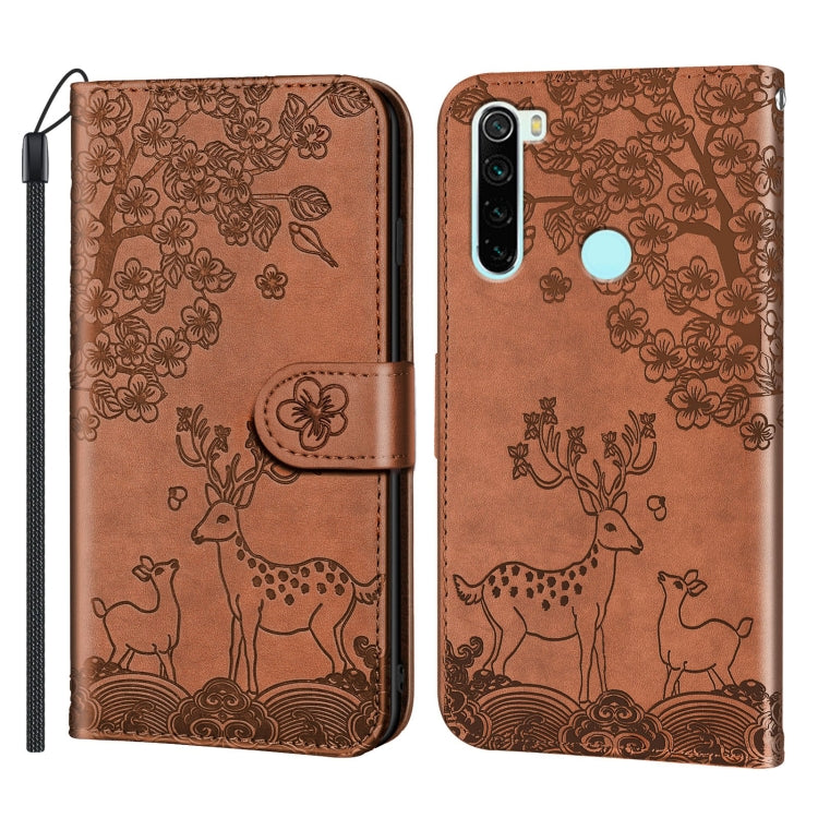 For Xiaomi Redmi Note 8 Sika Deer Embossing Pattern Horizontal Flip PU Leather Case with Holder & Card Slot & Wallet & Photo Frame