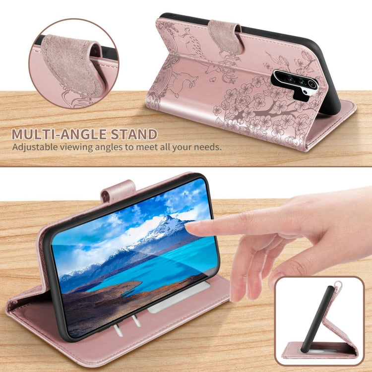 For Xiaomi Redmi Note 8 Pro Sika Deer Embossing Pattern Horizontal Flip PU Leather Case with Holder & Card Slot & Wallet & Photo Frame