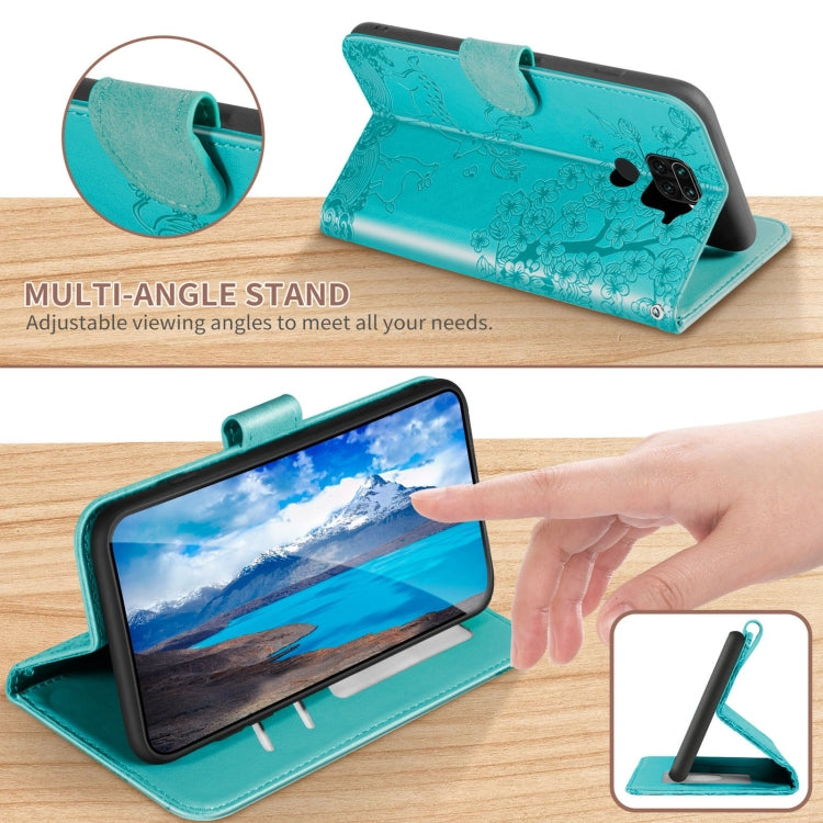 For Xiaomi Redmi Note 9 Sika Deer Embossing Pattern Horizontal Flip PU Leather Case with Holder & Card Slot & Wallet & Photo Frame