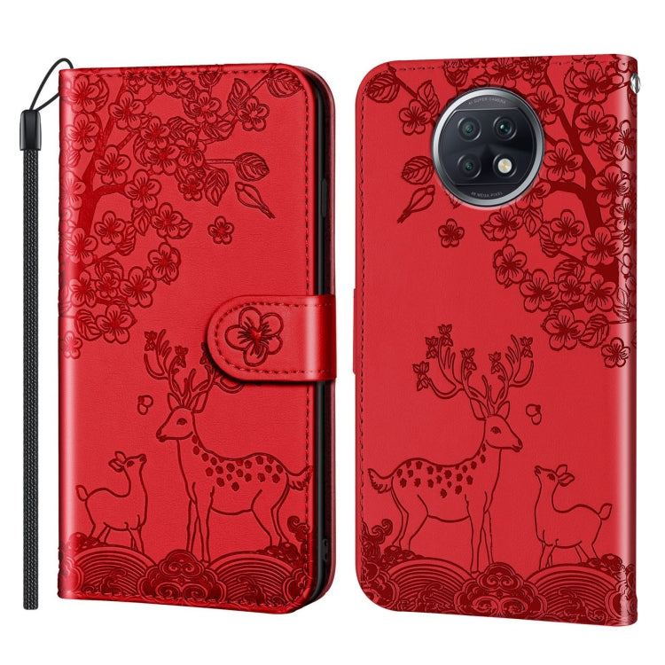 For Xiaomi Redmi Note 9T Sika Deer Embossing Pattern Horizontal Flip PU Leather Case with Holder & Card Slot & Wallet & Photo Frame