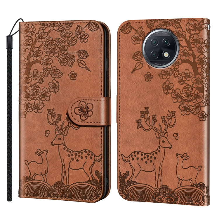 For Xiaomi Redmi Note 9T Sika Deer Embossing Pattern Horizontal Flip PU Leather Case with Holder & Card Slot & Wallet & Photo Frame