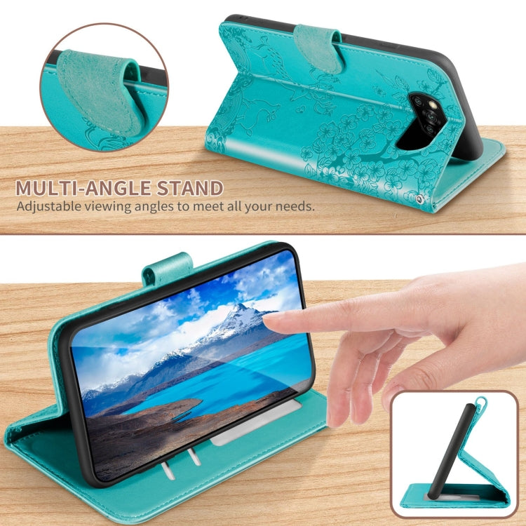 For Xiaomi Poco X3 Sika Deer Embossing Pattern Horizontal Flip PU Leather Case with Holder & Card Slot & Wallet & Photo Frame