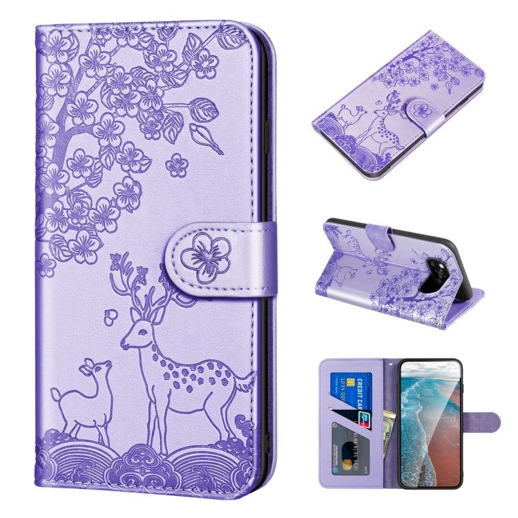 For Xiaomi Poco X3 Sika Deer Embossing Pattern Horizontal Flip PU Leather Case with Holder & Card Slot & Wallet & Photo Frame
