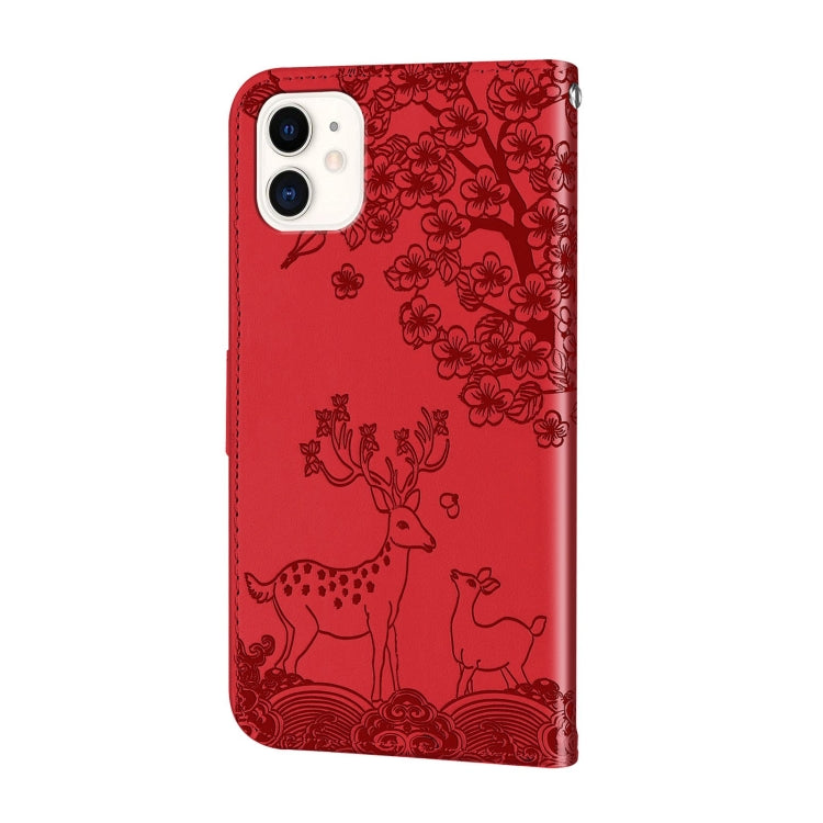 For iPhone 12 mini Sika Deer Embossing Pattern Horizontal Flip PU Leather Case with Holder & Card Slot & Wallet & Photo Frame