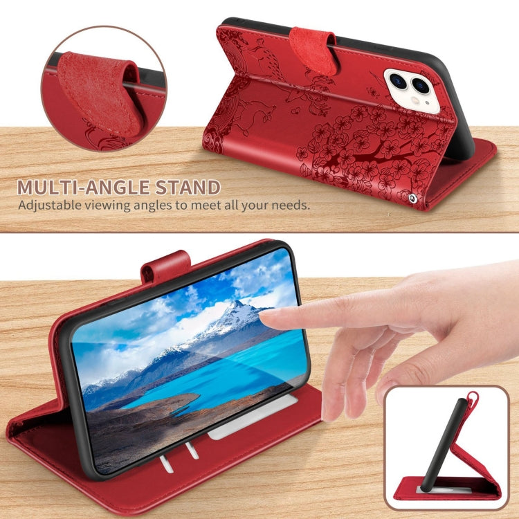 For iPhone 12 mini Sika Deer Embossing Pattern Horizontal Flip PU Leather Case with Holder & Card Slot & Wallet & Photo Frame