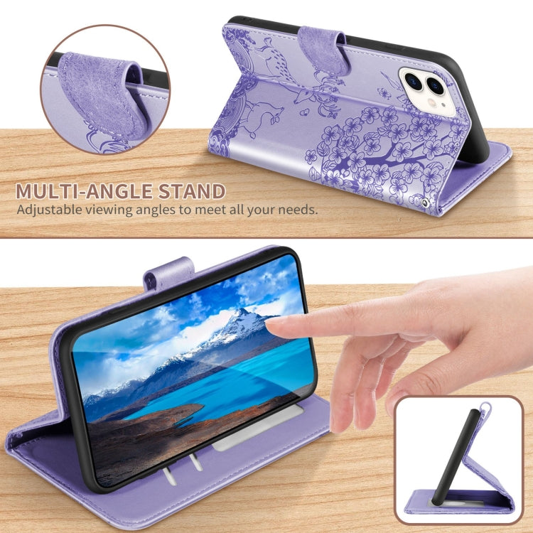 For iPhone 12 mini Sika Deer Embossing Pattern Horizontal Flip PU Leather Case with Holder & Card Slot & Wallet & Photo Frame