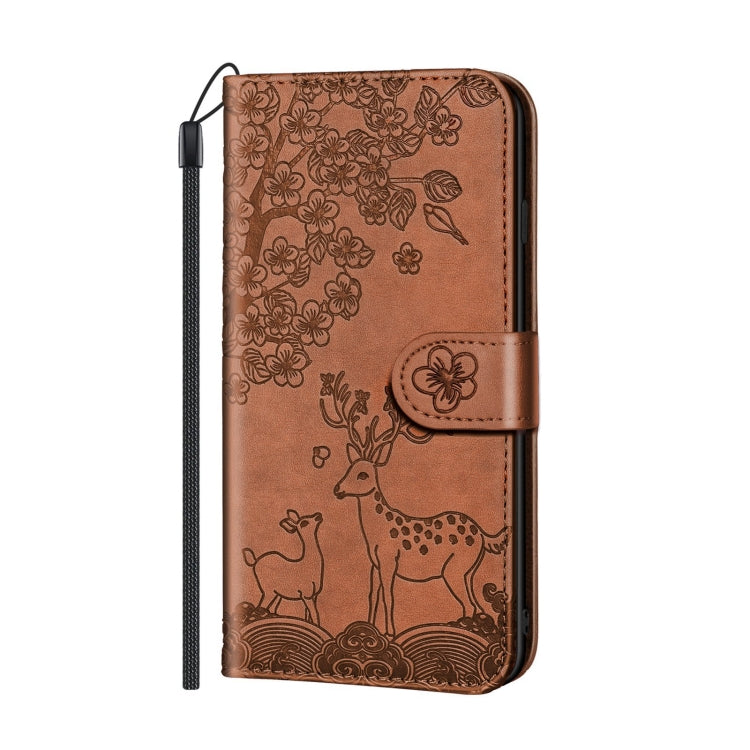 For iPhone 12 mini Sika Deer Embossing Pattern Horizontal Flip PU Leather Case with Holder & Card Slot & Wallet & Photo Frame