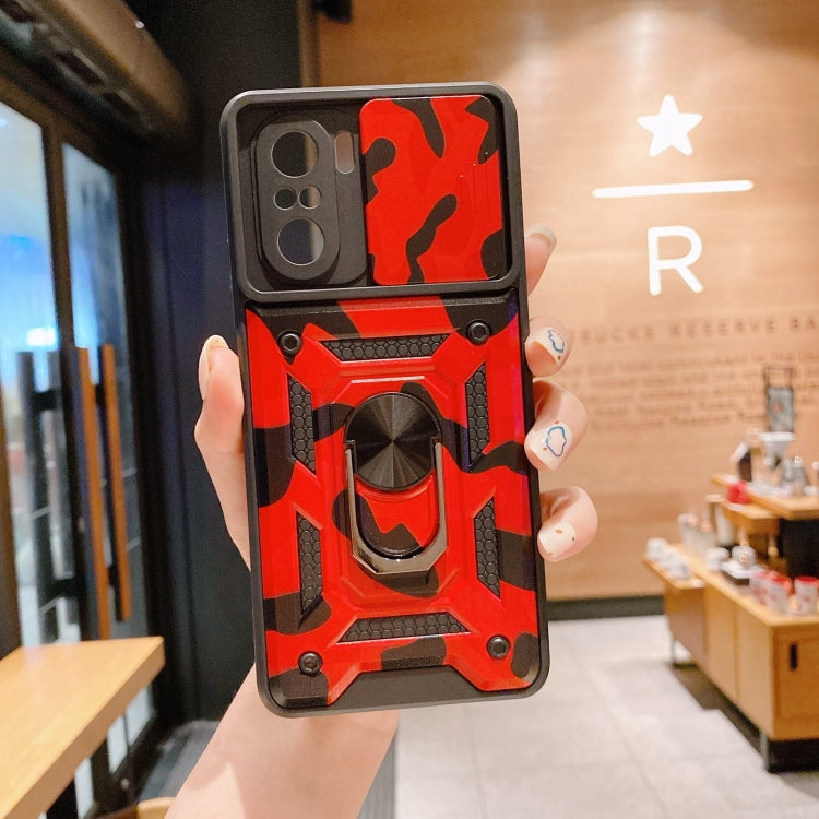 For Xiaomi Redmi K40 Pro Sliding Camera Cover Design Camouflage Series TPU+PC Protective Case