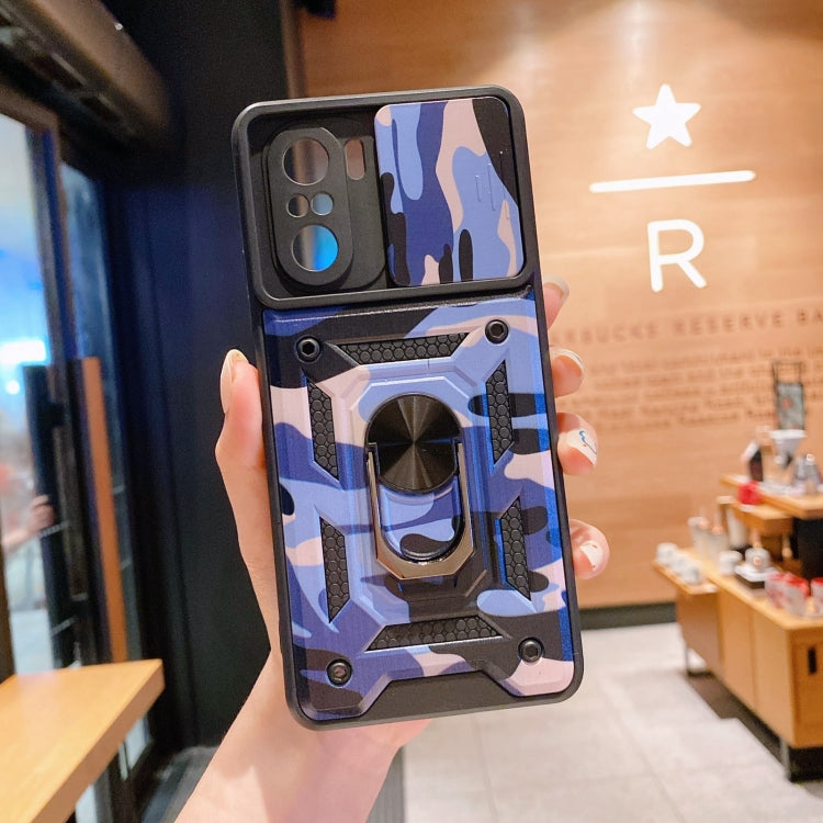 For Xiaomi Redmi K40 Pro Sliding Camera Cover Design Camouflage Series TPU+PC Protective Case