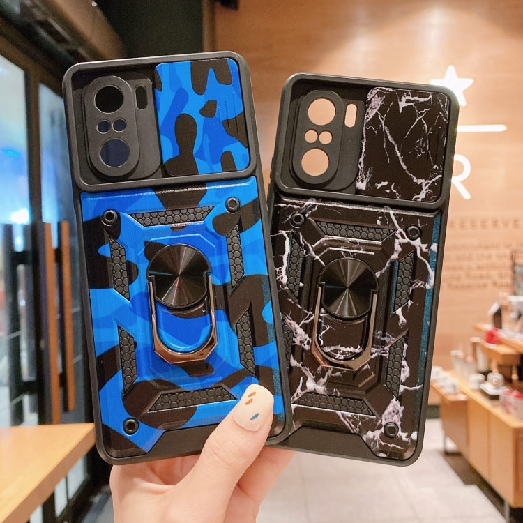 For Xiaomi Redmi K40 Pro Sliding Camera Cover Design Camouflage Series TPU+PC Protective Case